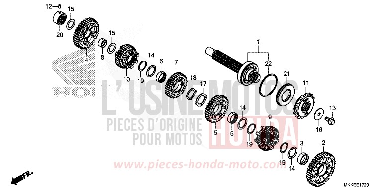 BOITE DE VITESSES (ARBRE INTERMEDIAIRE) (CRF1000D/D2/DL/DL2) de Africa Twin GRAND PRIX RED (R380B) 2019